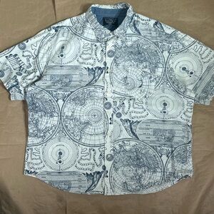 Nautica White and Navy Map Print Shirt